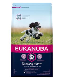 EUKANUBA Growing Puppy Medium Breed Chicken 2 kg croquettes pour chiots riches en poulet frais