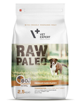 VETEXPERT RAW PALEO Puppy Medium turkey - Croquettes dinde pour chiots de races moyennes - 2,5 kg