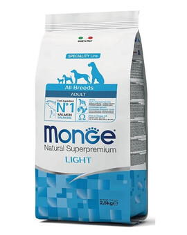MONGE Light - Croquettes de saumon avec riz - 2,5 kg