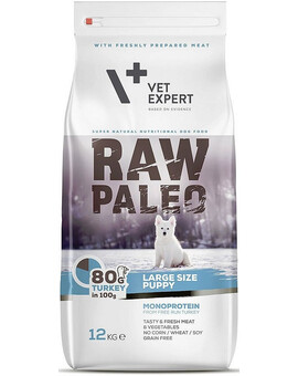 VETEXPERT RAW PALEO Puppy Large turkey - Croquettes de dinde pour les chiots de races moyennes - 12 kg