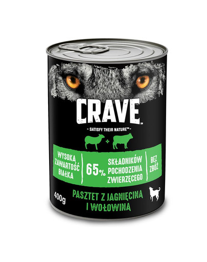 CRAVE Conserve 24 x 400g pâté d'agneau et boeuf (sans céréales pour les chiens adultes)