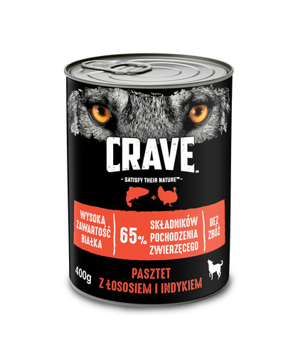 CRAVE Conserve 24 x 400g - pâté au saumon et à la dinde (sans céréales pour les chiens adultes)
