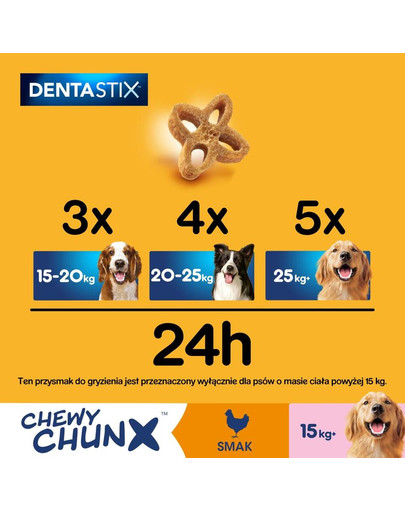 PEDIGREE Dentastix Chewy ChunX Maxi 5 x 68g – friandises dentaires pour chiens adultes de moyennes et grandes tailles