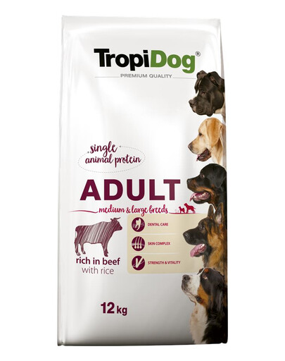 TROPIDOG Premium Adult M&L Beef&Rice 12kg
