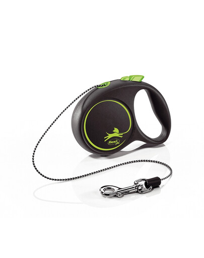 FLEXI Laisse automatique Black Design XS Corde 3m Vert