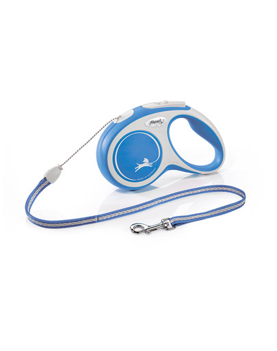 FLEXI Laisse automatique New Comfort M Corde 5 m bleu avec blanc