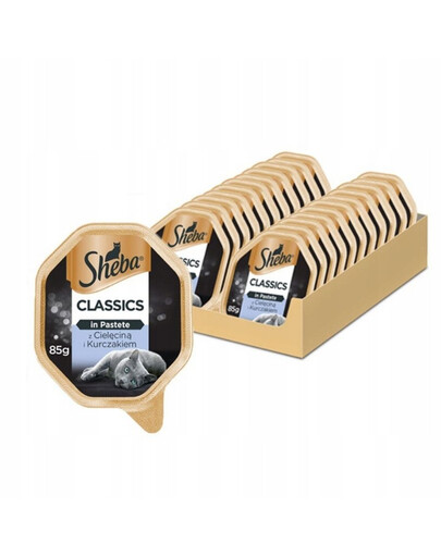 SHEBA Classics en pastete avec veau et poulet 44 x 85g (30 + 14 gratuit)