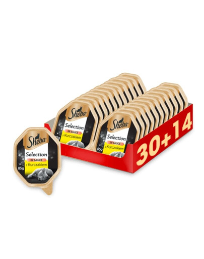 SHEBA Selection en sauce au poulet 44 x 85g (30 + 14 gratuit)