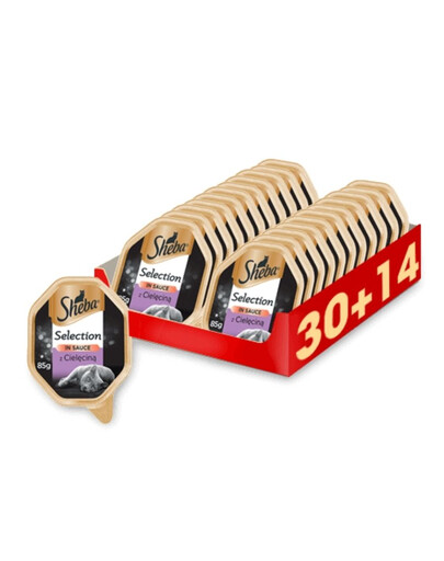 SHEBA Sélection en sauce au veau 44 x 85g (30 + 14 gratuit)
