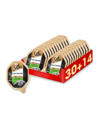 SHEBA Sauce Speciale au lapin et aux légumes 44 x 85g (30 + 14 gratuit)