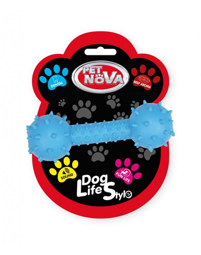 PET NOVA Dog Lifestyle Haltère avec cloche 14cm, bleu, arôme boeuf