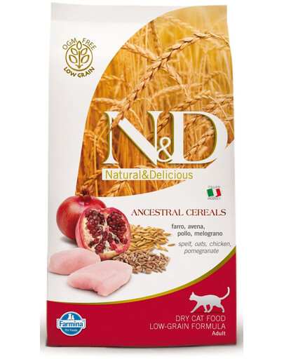 FARMINA N&D céréales, poulet et grenade pour chats adultes 1.5 kg
