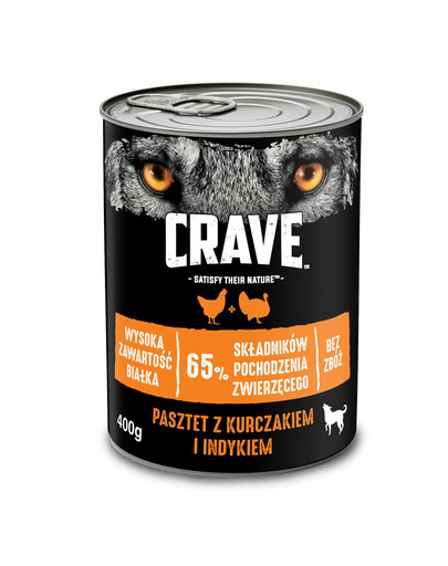 CRAVE Conserve 24 x 400g pâté au poulet et à la dinde (sans céréales pour les chiens adultes)