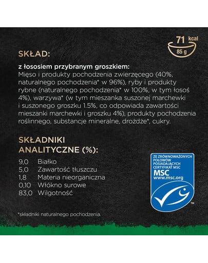 SHEBA Nature's Collection 85 g w sosie z łososiem i groszkiem