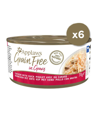 APPLAWS Cat Tin Grain Free Chicken with Duck in Gravy 6 x 70 g
