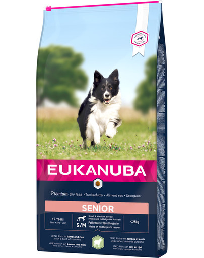 EUKANUBA Senior Petites Races et Races Moyennes Lamb & Rice - pour chiens séniors de petites et moyennes races à base d'agneau et de riz - 2,5 kg