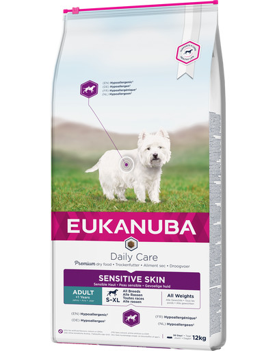 EUKANUBA Daily Care Adult Sensitive Skin All Breeds Hypoallergénique 12 kg