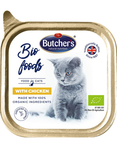 BUTCHER'S BIO foods Nourriture pour chats au poulet 85 g