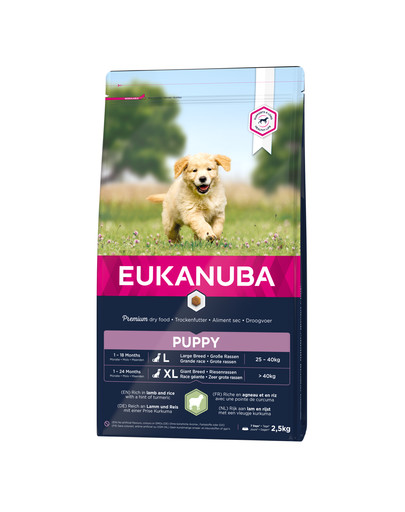 EUKANUBA Puppy Lage Breed Lamb & Rice - pour chiots de grande race à l'estomac hypersensible à base d'agneau et de riz - 2.5 kg