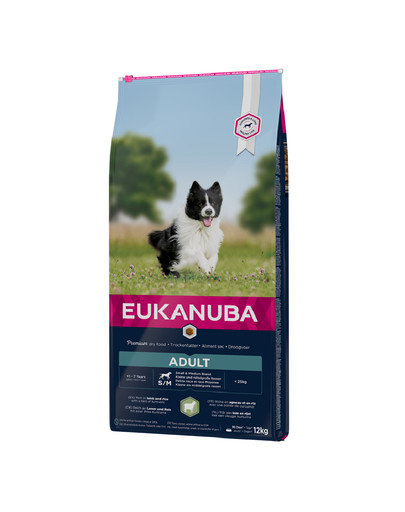 EUKANUBA Adult Small & Medium Breeds Lamb & Rice - pour chiens de petites et moyennes races à base d'agneau et de riz - 12 kg