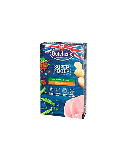 BUTCHER'S Superfoods Friandises à la dinde et aux canneberges 6 x 320 g