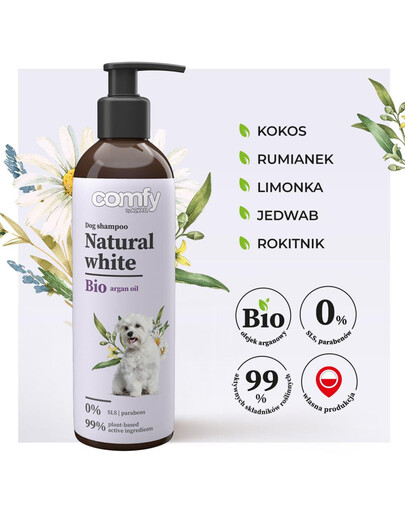 COMFY Natural White 250 ml shampooing pour mettre en valeur les poils clairs