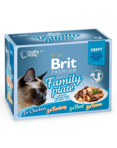 BRIT Premium Gravy fillet Family plate Sachets en sauce pour chats, saveurs variées 48 x 85 g