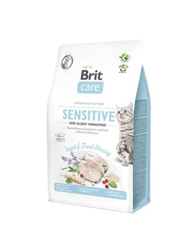 BRIT Care Cat Grain-Free Insect & Herring Sensitive - Insectes & hareng hypoallergénique sans céréales pour chats présentant une intolérance alimentaire - 2 kg