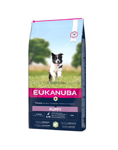 EUKANUBA Eukanuba Dog Puppy Small & Medium Breed Lamb & Rice - pour chiots de petites et moyennes races à base d'agneau et de riz - 12 kg