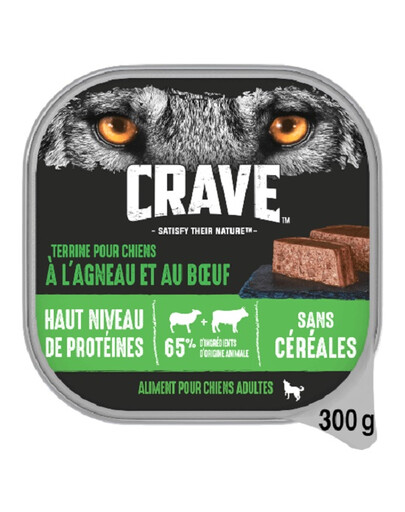 CRAVE Pâté en barquette pour chien avec agneau et boeuf 150 g x 14