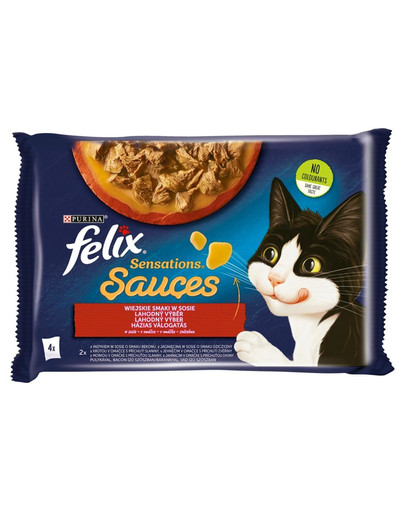 FELIX Sensations Sauce Pâtée pour chats Countryside Flavours in sauce (dinde au bacon, agneau au chevreuil) 48x85g