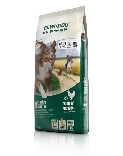 BEWI DOG Basic - nourriture complète à la volaille pour chiens adultes normalement actifs - 12,5 kg