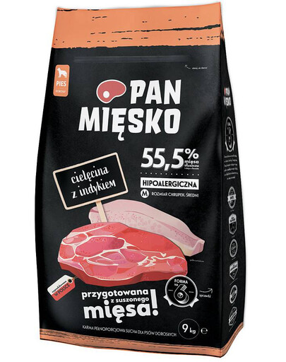 PAN MIĘSKO - Veau et dinde pour chiens de taille moyenne - 9 kg