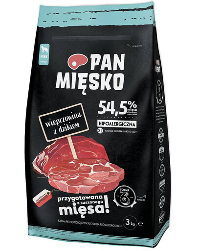 PAN MIĘSKO - Porc et sanglier pour chiens de très grandes races - 9 kg