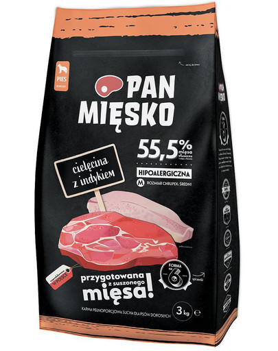 PAN MIĘSKO Veau et dinde pour les races de taille moyenne 3 kg