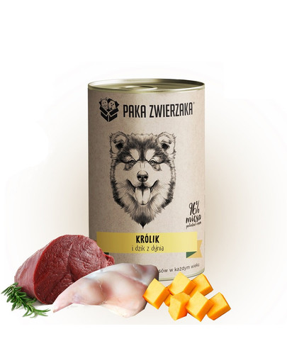 PAKA ZWIERZAKA Aliments pour chiens à base de lapin et de sanglier avec du potiron 400 g