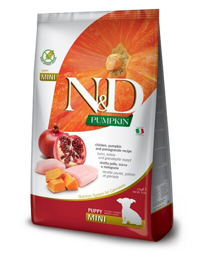 FARMINA N&D Pumpkin Puppy Mini Chicken & Pomegranate - Poulet et grenade pour chiots de petites races - 800 g