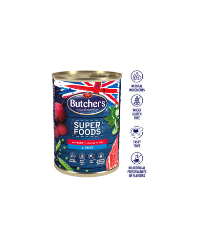BUTCHER'S Superfoods Dog Tripe avec bœuf et légumes 400 g