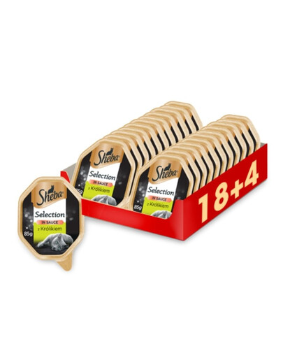 SHEBA Selection in Sauce 22 x 85g (18 + 4 gratuit) avec le Lapin