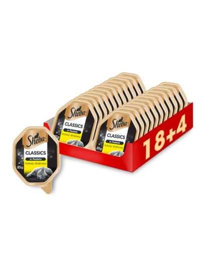 SHEBA Classics in Pastete Cocktail de volaille 22 x 85g (18 + 4 gratuits)