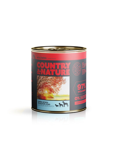 COUNTRY&NATURE Nourriture humide sans céréales à base de bœuf et de légumes 850 g