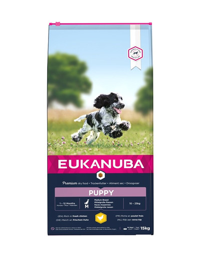 EUKANUBA Puppy Medium Breeds Chicken - pour chiots de race moyenne à base de poulet frais - 15 kg