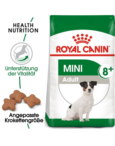 ROYAL CANIN Mini Adult 8+ pour les chiens âgés de 8 à 12 ans, les petites races 8 kg (10 x 0,8 kg)