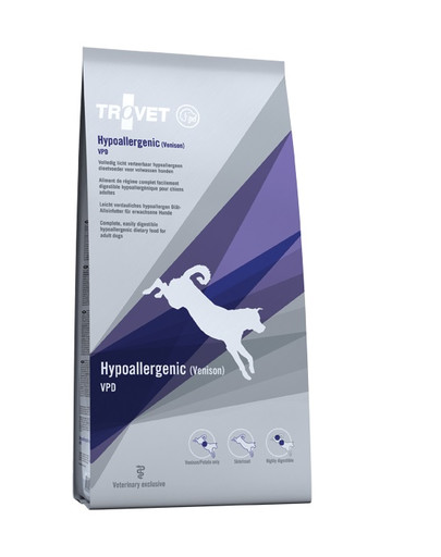 TROVET Hypoallergenic Venison VPD Dog - farine de gibier pour chiens présentant des problèmes d'hypersensibilité alimentaire - 10 kg