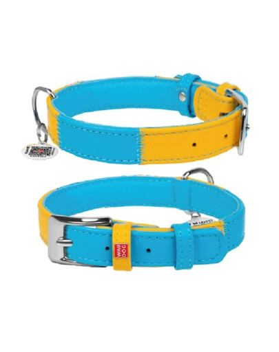 WAU-DOG Glamour Colors of freedom collier en cuir avec code QR pour chien XL 35 mm / 46-60 cm
