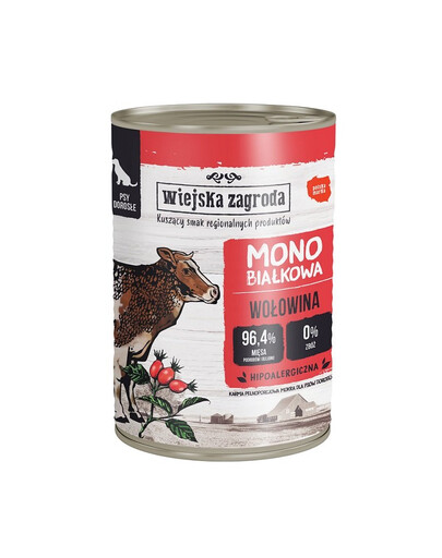 WIEJSKA ZAGRODA Nourriture humide mono-protéine de bœuf pour chiens - 400g