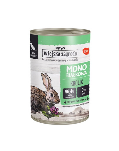 WIEJSKA ZAGRODA Nourriture humide monoprotéinée de lapin pour chiens - 400g