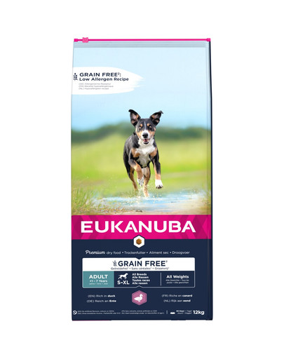 EUKANUBA Dog Adult All breeds No grain - pour chiens adultes de toutes races riche en canard - 12 kg
