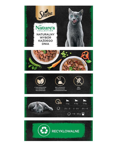 SHEBA Nature's Collection Drobiowe Smaki w sosie tacka 8x85g kurczak z papryka i indyk z marchewką