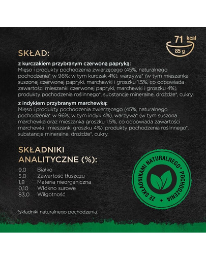 SHEBA Nature's Collection Drobiowe Smaki w sosie tacka 8x85g kurczak z papryka i indyk z marchewką